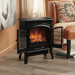 1500W Electric Fireplace Stove Heater with Remote &amp; Realistic Flame Effect, , large