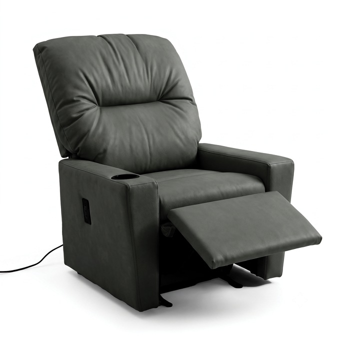 Youth Recliner with USB Ports, Black, large
