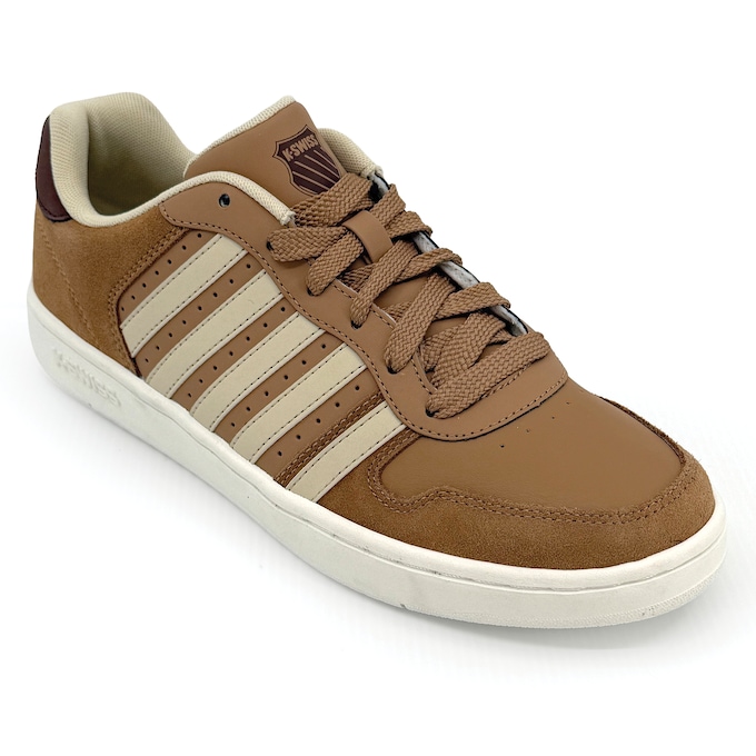 K-Swiss Men's Court Palisades Shoe, Indian Tan Snow White Cr&egrave;me Brulee Soft Silt, large
