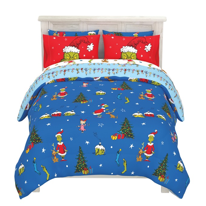 Reversible 7-Piece Grinch Comforter Set, , large