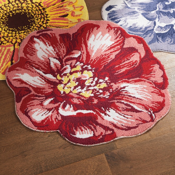 Indoor/Outdoor Figural Floral Mat - 36" x 36", Red, large