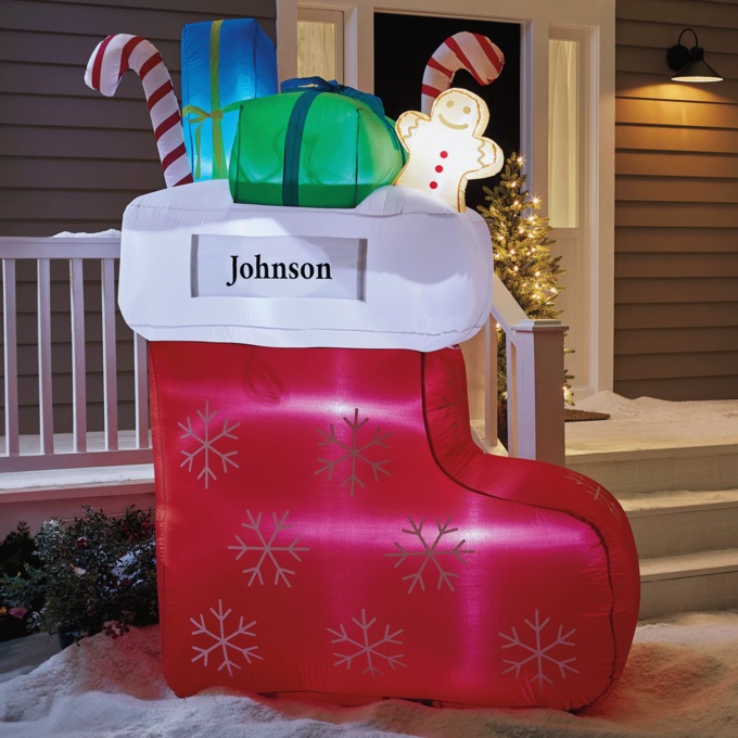 Lit Christmas Stocking Inflatable, , large