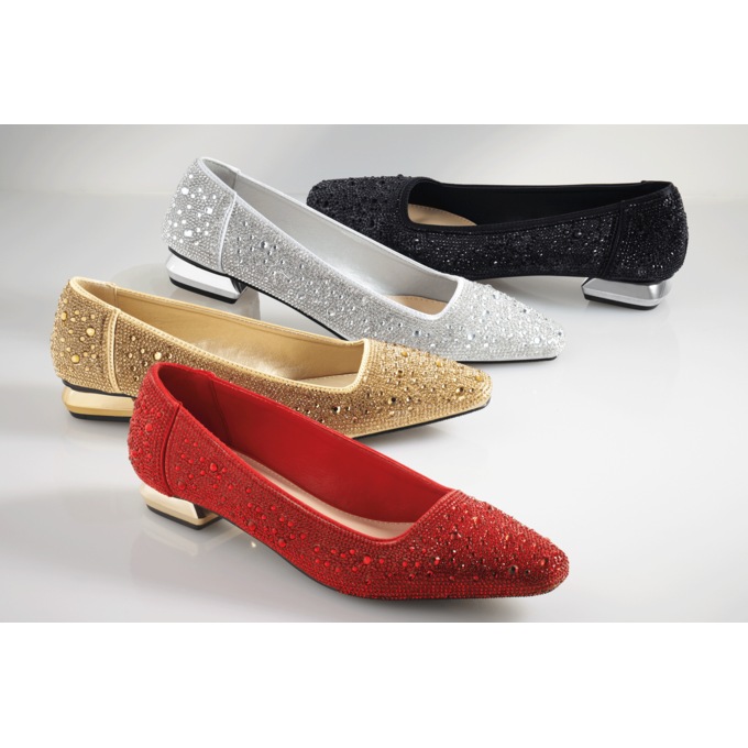 Lady Couture Fever Glitter Pump Low Heel for Women with Rhinestones, , large