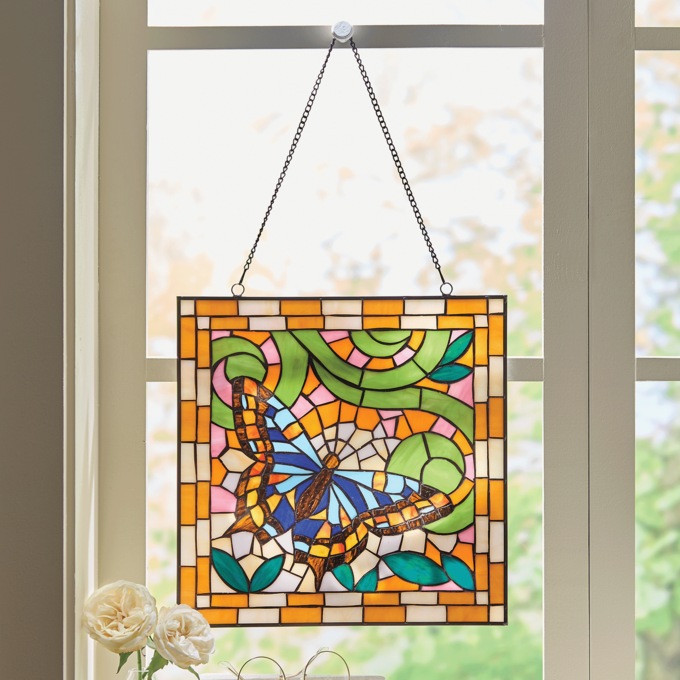 Stained Glass Butterfly Hanging, , large