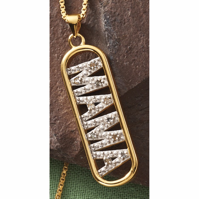 Diamond-Accented Mama Pendant, , large