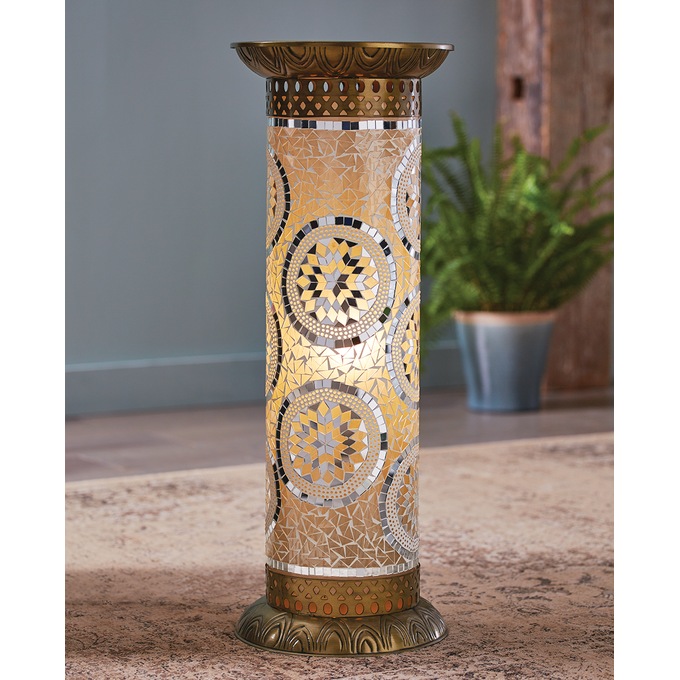 Mosaic Lit Pedestal Table, , large