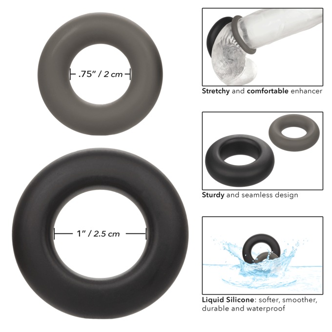 Alpha Ring: Liquid Silicone Prolong Set of 2 by Calexotics, , large