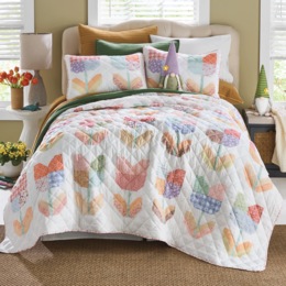 Tulips Oversized Quilt and Sham, , large
