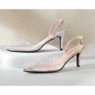 Classique Rhinestone Vinyl Halter Pump with Clear Lucite Heel and Adjustable Strap, , large