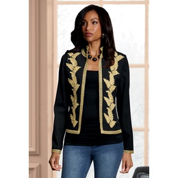 Elsa Embroidered Jacket, Black Gold, large