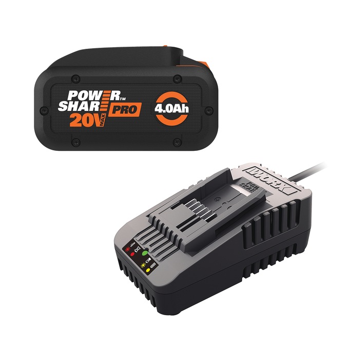 Bundle and Save Pack: Worx 20V 4.0Ah Battery and 18V/20V Quick Battery Charger Bundle, , large