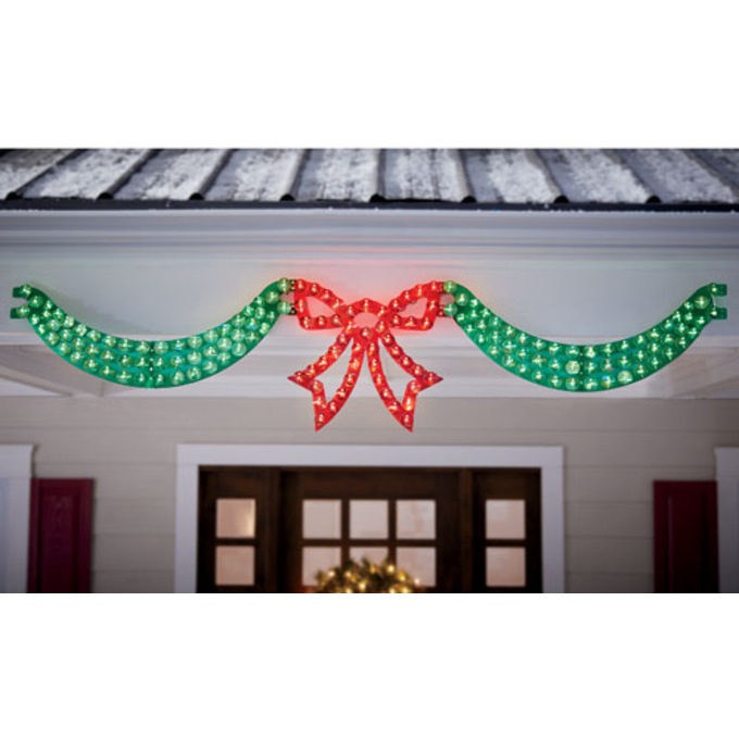 Dazzling Lighted Swag & Bow, , large