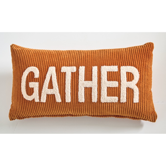 Corduroy Gather Accent Pillow, , large