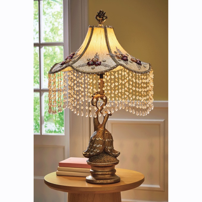 Beaded Scalloped Victorian Lamp, , large