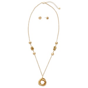 Long Knot Necklace and Earring Set, , large