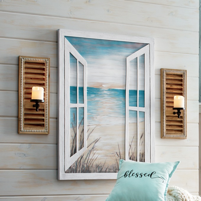 Coastal Art and 2 Sconces - Buy Both and Save, , large