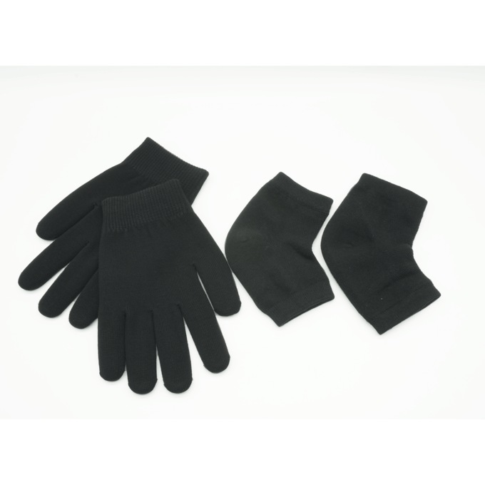 Gel Heel Sock & Glove Set, Black, large