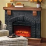 Black Faux-Brick Fireplace, , large