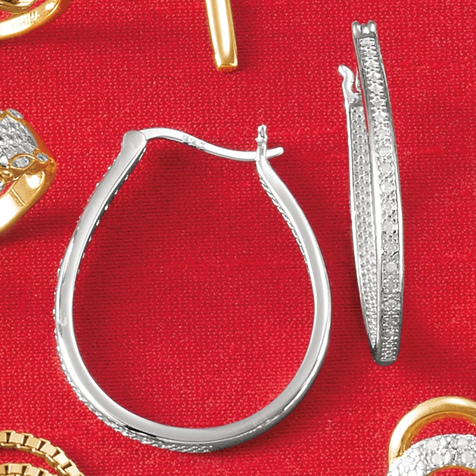 Diamond Teardrop Hoops, , large