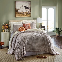 Gingham Seersucker Oversized Quilt, , large