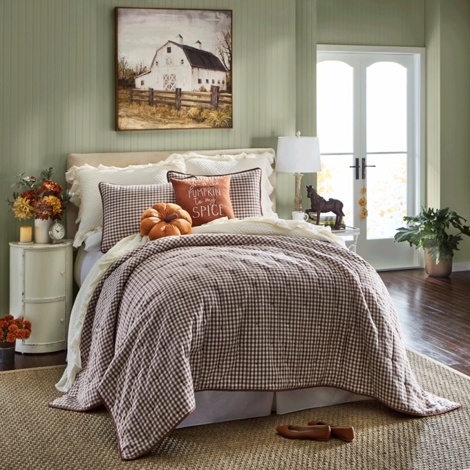 Gingham Seersucker Oversized Quilt and Sham, , large