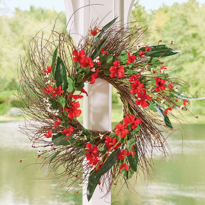 Red Petunia Wreath, , large