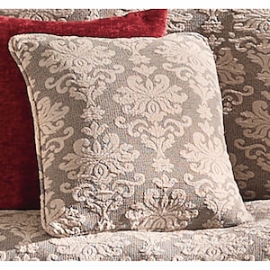 Damask Stretch Pillow Cover, Taupe, large