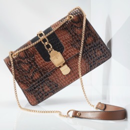 Embellished Croco Envelope Bag, , large