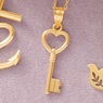 10K Gold Key Heart Pendant, , large