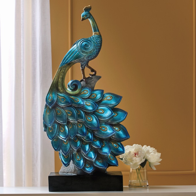 Pedestal Peacock Statue, , large
