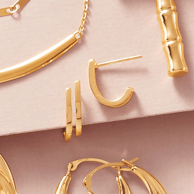 10K Gold Double J Hoops, , large