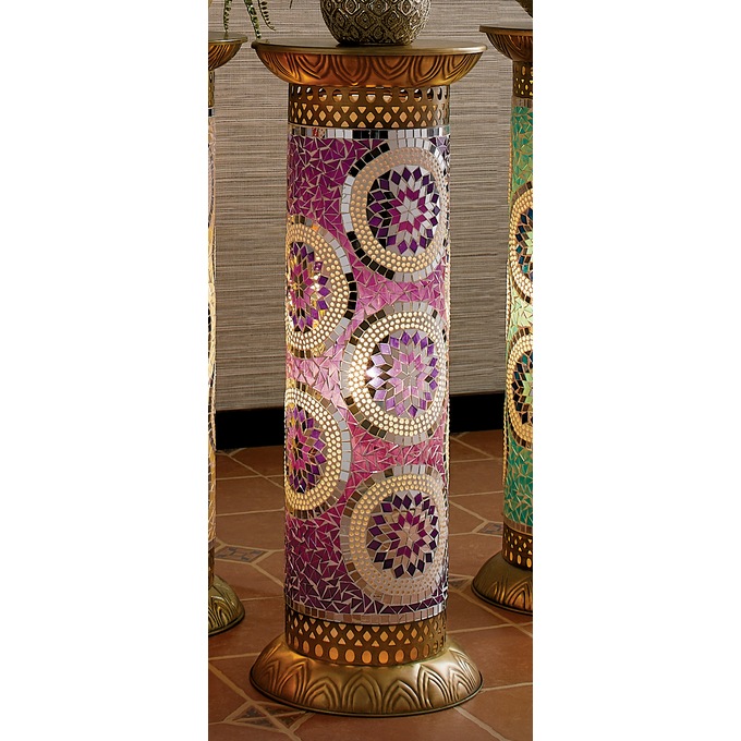 Mosaic Lit Pedestal Table, , large