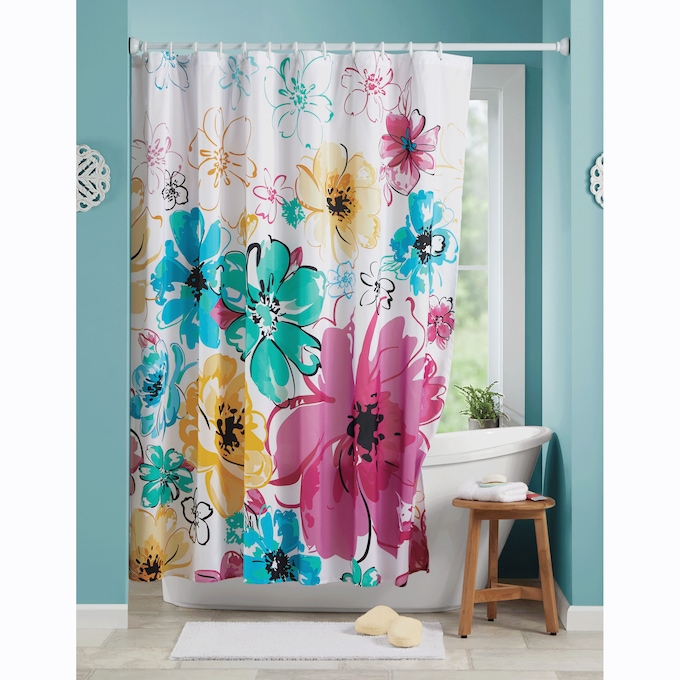 Color Connection Bright Floral Shower Curtain, , large