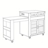 Powered Expandable Kitchen Island, White, large