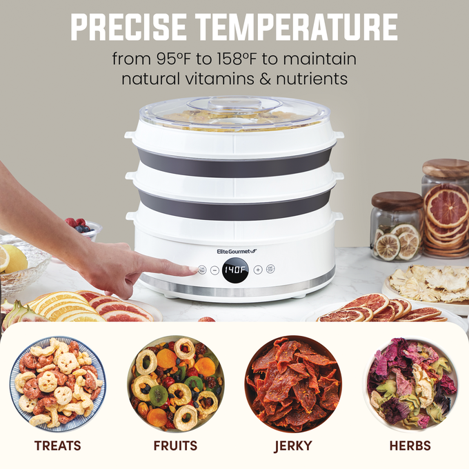 Elite Gourmet Digital Food Dehydrator, White, large