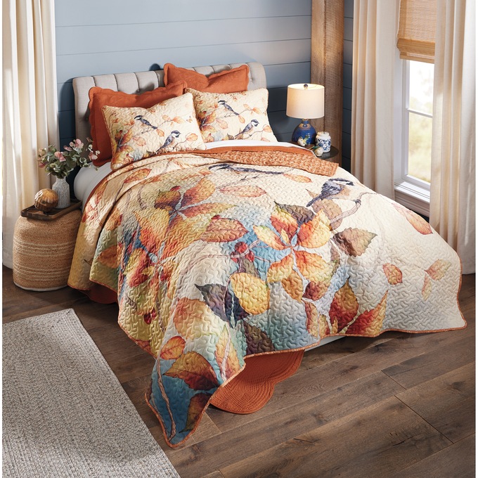 Autumnal Birds Oversized Quilt, , large