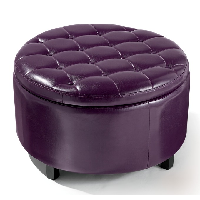 Hudson Round Storage Ottoman, , large