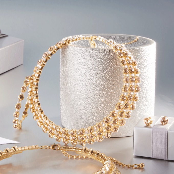 Crystal Row Jewelry Set, Topaz, large