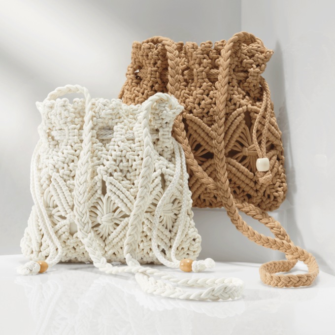 Crocheted Drawstring Bag, , large
