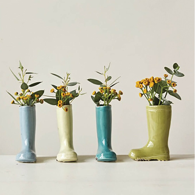 Set of 4 Rain Boot Bud Vases, , large