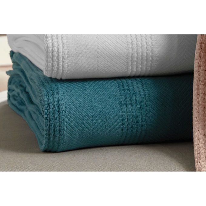 Vellux Textured Blanket, Pacific Blue, large