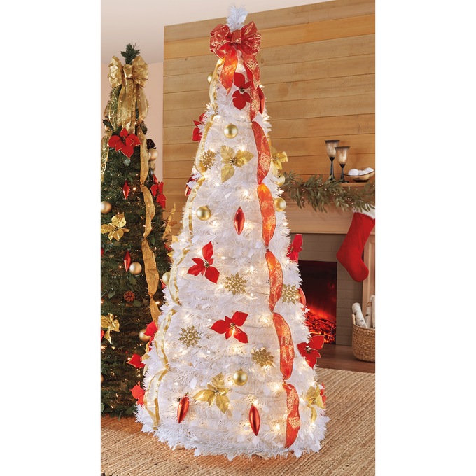 Pop up Christmas Tree with Lights and Decorations & Remote, 6FT Prelit Pull  up A