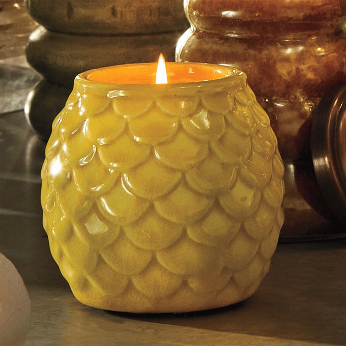 Golden Rod Ceramic Candle, Yellow, large