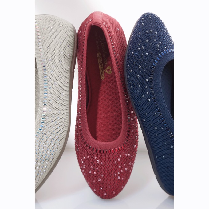 Skechers Stretch Fit&reg; Cleo Mesmerizing Nights Beaded Slip-On , Red, large