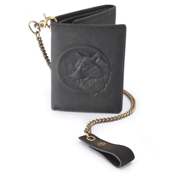 Genuine Leather Wildlife Wallet with Removable Chain, , large