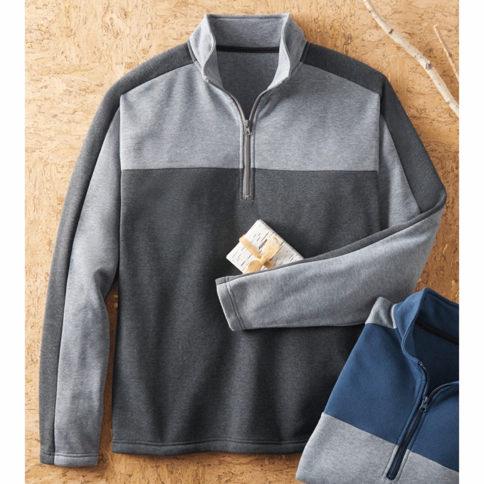 Fleece Colorblock Quarter-Zip, Gray Heather Charcoal Heather, large