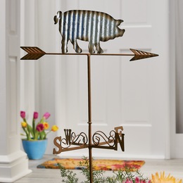 Pig Weathervane Garden Stake, , large