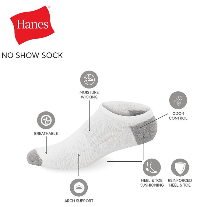 Hanes 12-Pack X-Temp Men's Super-Low No-Show Sock with Arch Support, , large