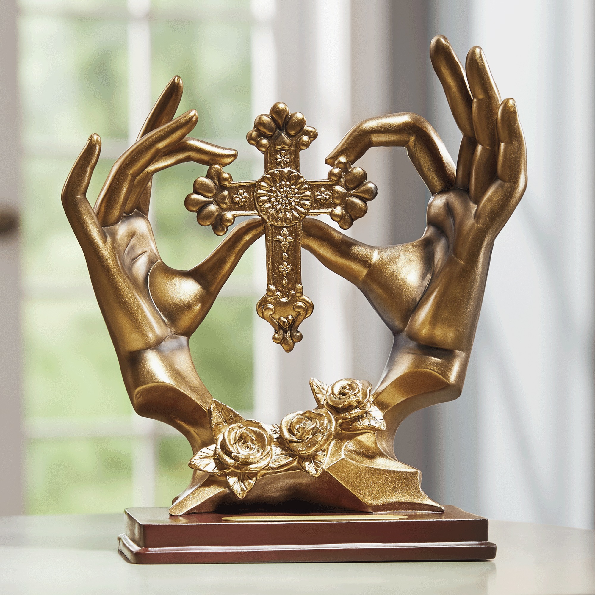 Cross in Hands Sculpture, , large