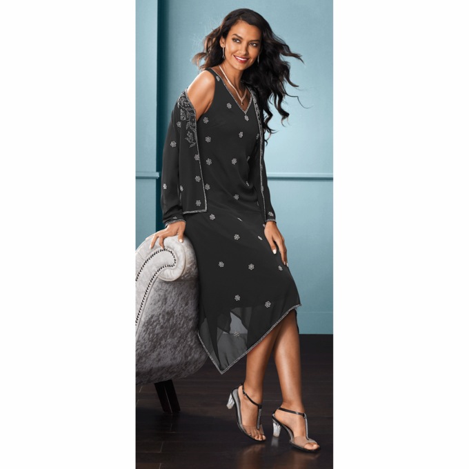 Brigid Beaded Jacket Dress, , large